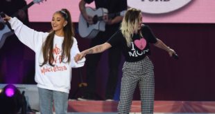 Ariana Grande y un grupo de estrellas en Manchester