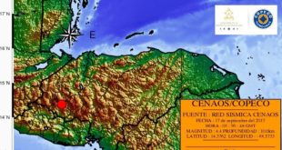 Sismo de magnitud 4,4 en el occidente de Honduras