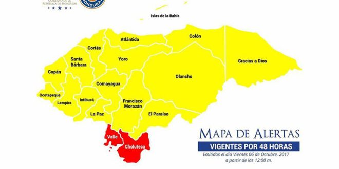 Honduras se mantiene bajo alertas amarilla y roja