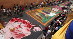 Preparan instalación de alfombras para Semana Santa en Tegucigalpa