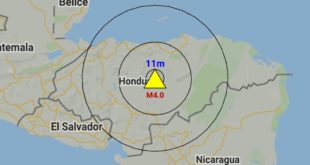 Temblor de magnitud 4.0 sacude zona oriental de Honduras