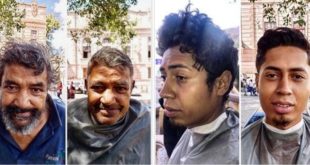 Hondureños cortan cabello a personas que duermen en las calles de Tegucigalpa