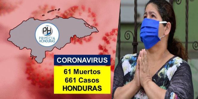 Honduras supera las 60 muertes por COVID-19, y los contagios suben a 661