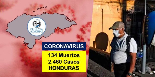 Ascienden a 2.460 los casos de COVID-19 en Honduras, los muertos ya son 134