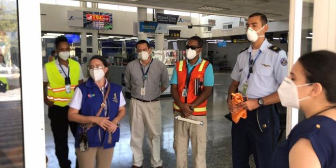 Este viernes se realizó la supervisión de las instalaciones del Aeropuerto Juan Manuel Gálvez de Roatán para verificar se cumplan los protocolos de bioseguridad