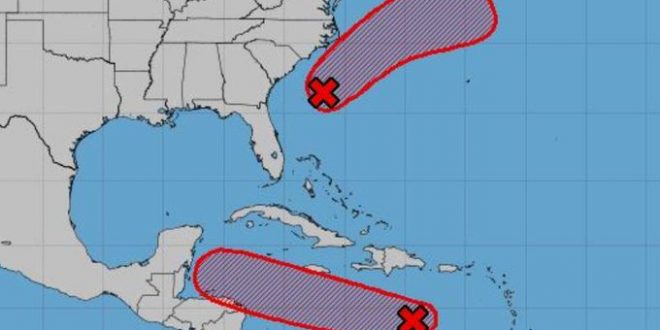 Alertan sobre desarrollo de 2 depresiones tropicales en el atlántico