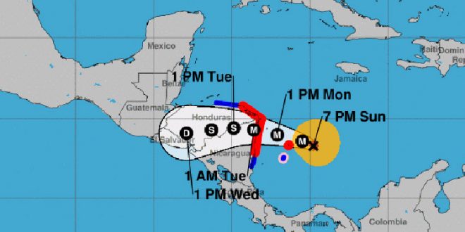 Iota es huracán categoría 2 y dejará fuertes lluvias sobre Honduras