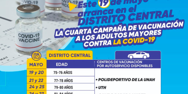 Este miércoles inicia vacunación de personas mayores de 75 años en Tegucigalpa