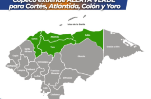 Extienden alerta verde por lluvias para cuatro departamentos de Honduras