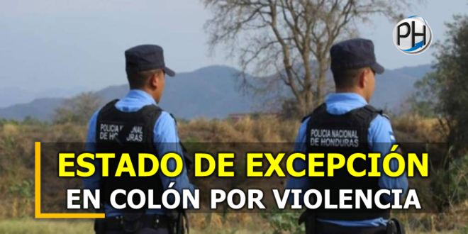 Gobierno hondureño declara estado de excepción en Colón por violencia