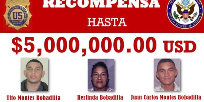 EEUU ofrece $15 millones por familia de narcos hondureños Bobadilla