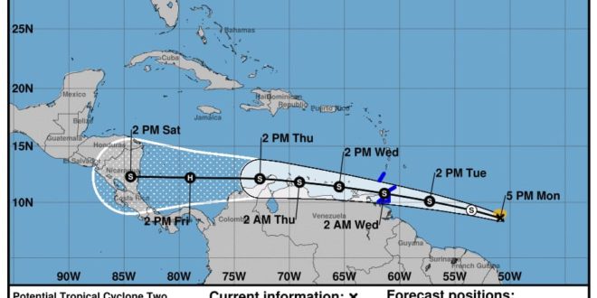Depresión tropical podría convertir en tormenta tropical Bonnie y llegar a Honduras