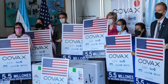 EEUU dona a Honduras 300,690 dosis de vacunas Pfizer
