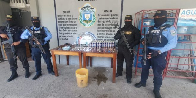 Droga, armas y celulares decomisan en Centro y Granja Penal en Atlántida